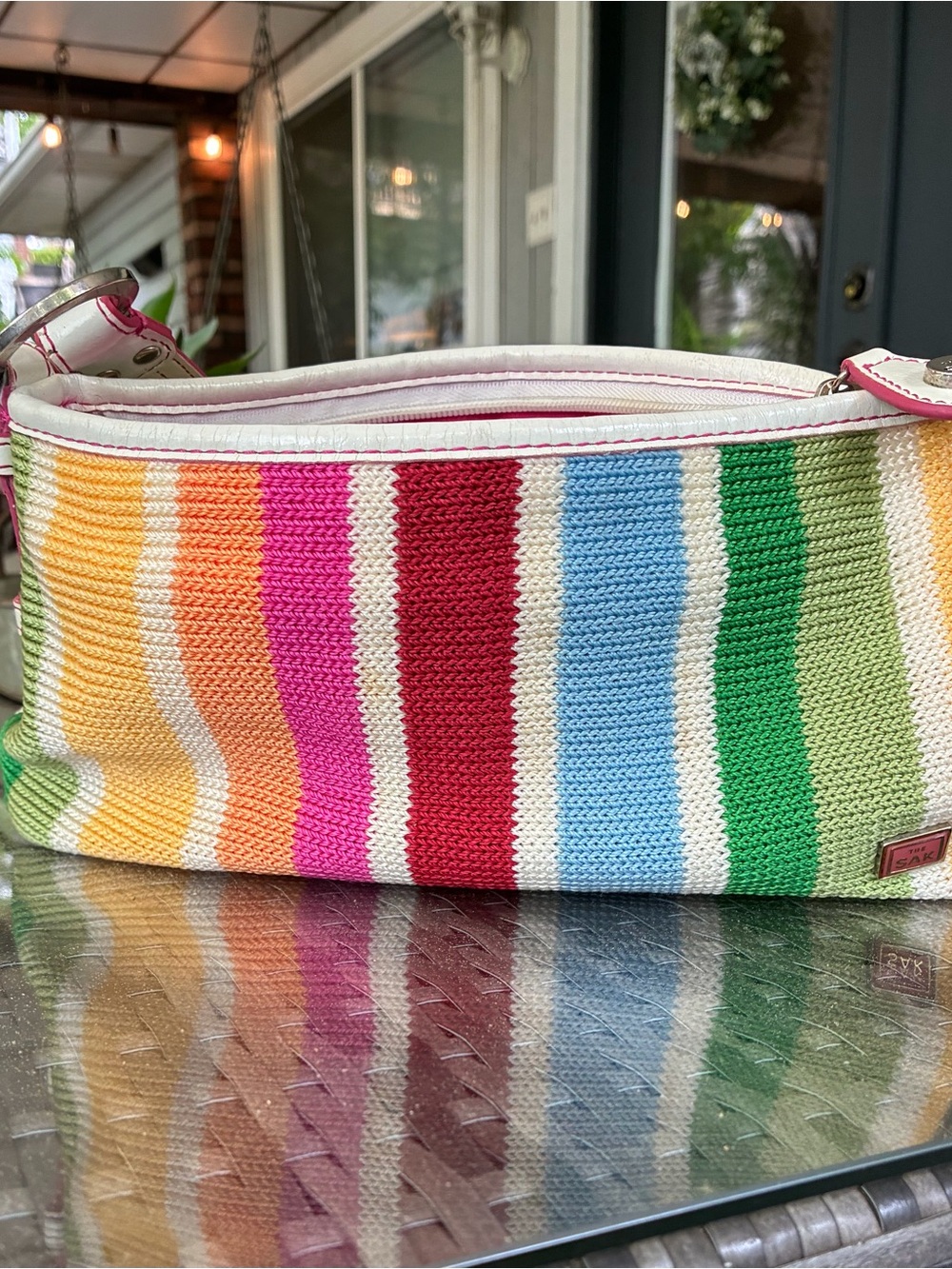 The Sak Multicolor Striped Crossbody Bag - Pink, Red, Blue, Green, Yellow